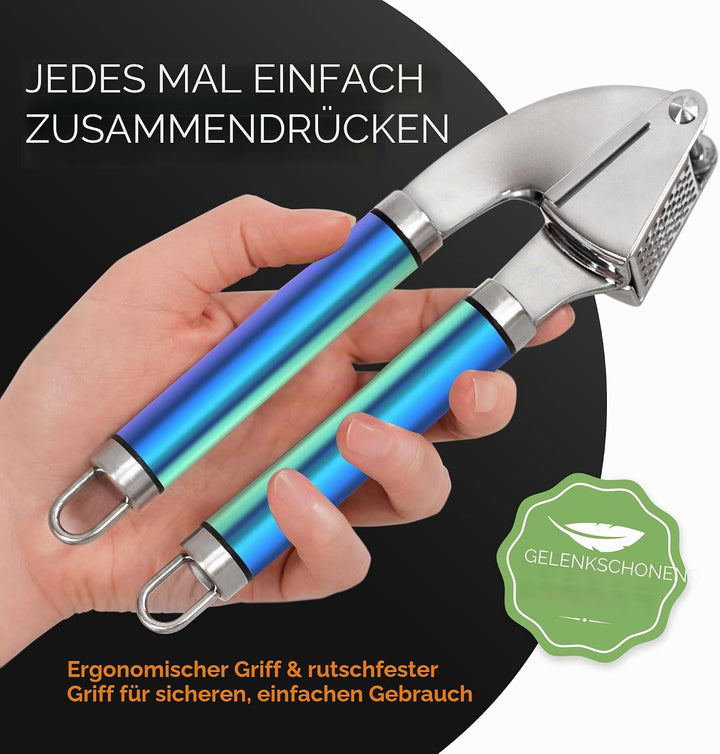 ORBLUE knoblauchpresse edelstahl [Premium] – knoblauch presse Professionelle Qualität, leicht zu rei