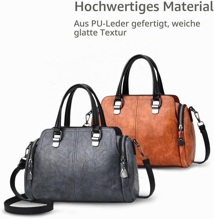 NICOLE&amp;DORIS Damen Mode Taschen mit hohem Tragegriff Retro Handtaschen Schultertasche Umhängetasche