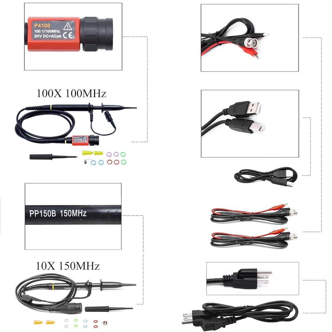 Hantek DSO2D15 Digital-Speicher-Oszilloskop, 150 MHz Bandbreite, 2-Kanal, 1 GSa/s, 8 m Speichertiefe