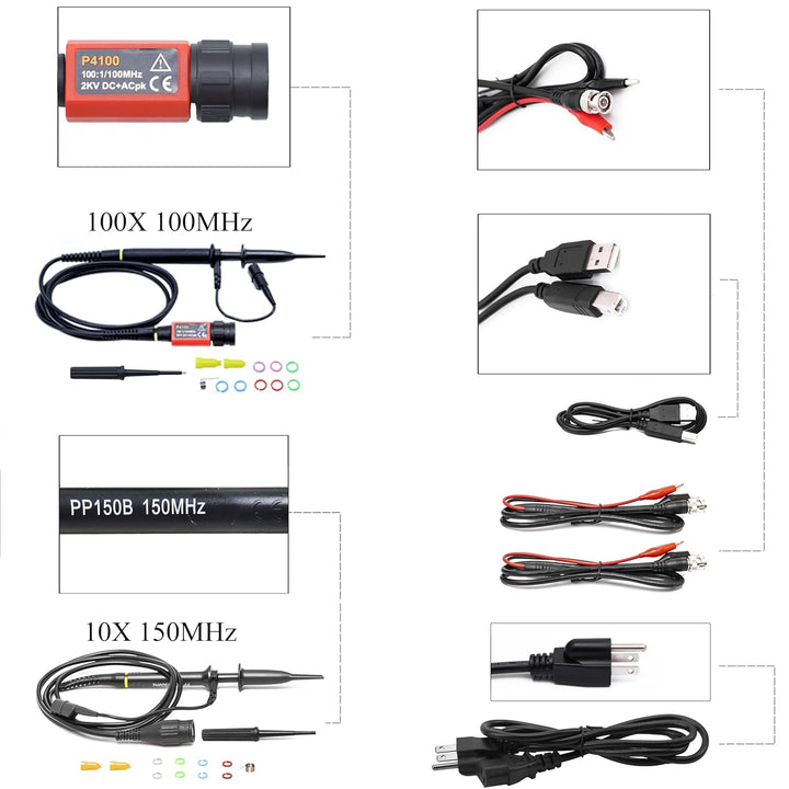 Hantek DSO2D15 Digital-Speicher-Oszilloskop, 150 MHz Bandbreite, 2-Kanal, 1 GSa/s, 8 m Speichertiefe