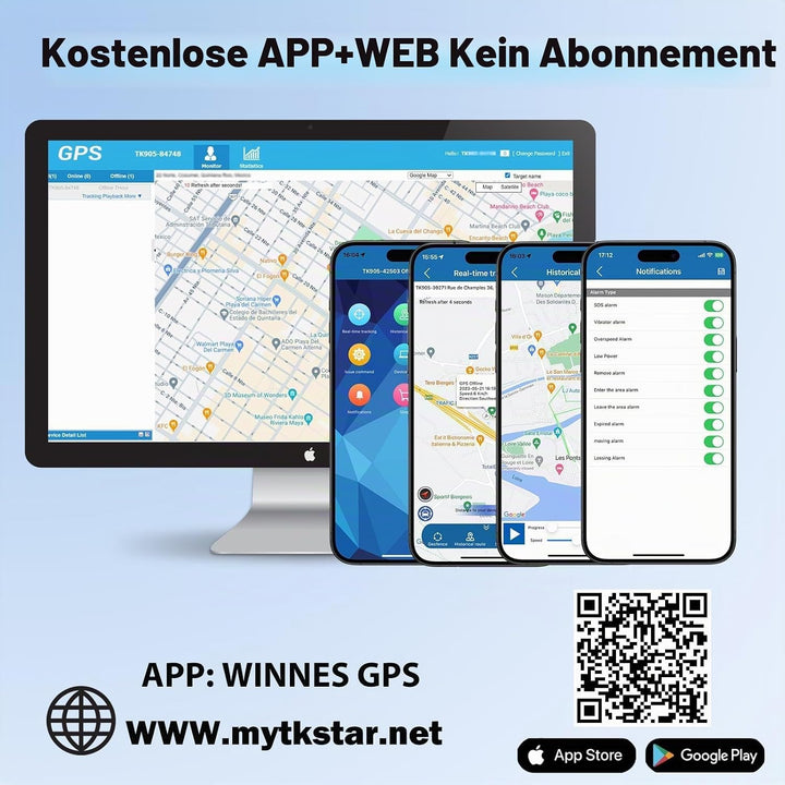 TKMARS 4G GPS Ortungsgerät für Auto ohne ABO, mit 20000-mAh Akku, Langer Standby-Zeit, magnetischem,
