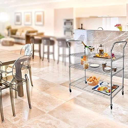 casa pura Servierwagen mit Rollen aus verchromten Metall 103 x 103B x 45T x 103H cm mit 3 Ebenen | K