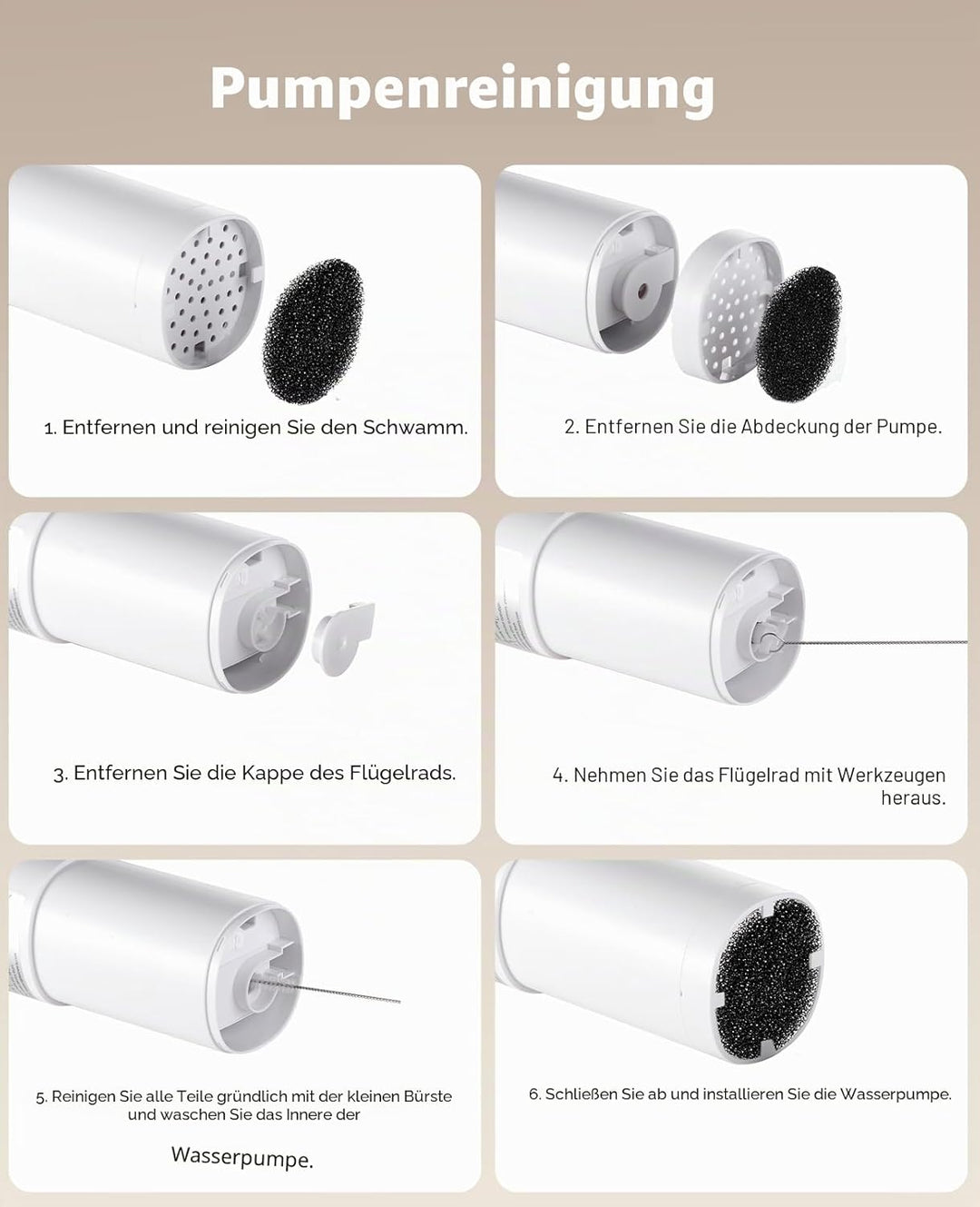 6 Pack Filter für Katzentrinkbrunnen & 6 Pack Schwämme Filterersatz, Katzentrinkbrunnenfilter für FE