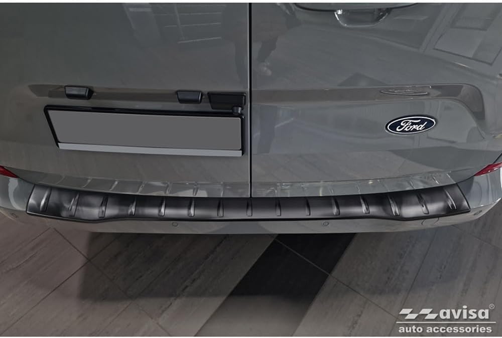 Avisa Schwarz Edelstahl Heckstossstangenschutz kompatibel mit Ford Transit Custom & Tourneo Custom (