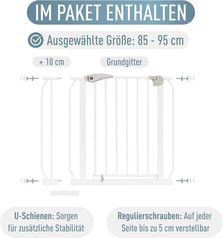 ib style® Berrin ! PREISSIEGER ! Treppengitter 58-175cm | Türschutzgitter | Ohne Bohren | 90° Stop |