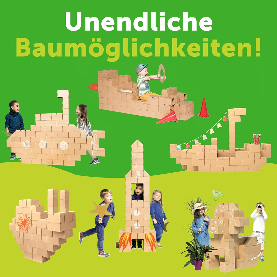 GIGI G-2 Bloks XXL kartonbausteine 60 stück set, mit neuem verriegelungssystem, robust und einfach z