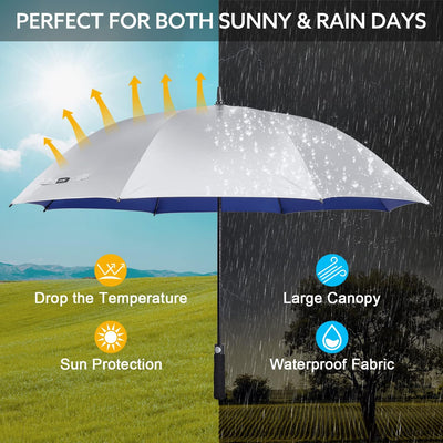 G4Free 54/62 Zoll Golfschirm Regenschirme Silberbeschichtet Sonnenschutz Grosse Winddicht Wasserdich