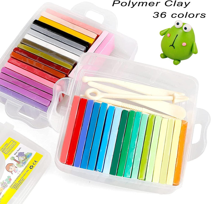 iFergoo Polymer Clay 36 Farben Knete Soft Set, Nontoxic DIY Oven Bake Modellierung Ton Kit mit 5 Mod
