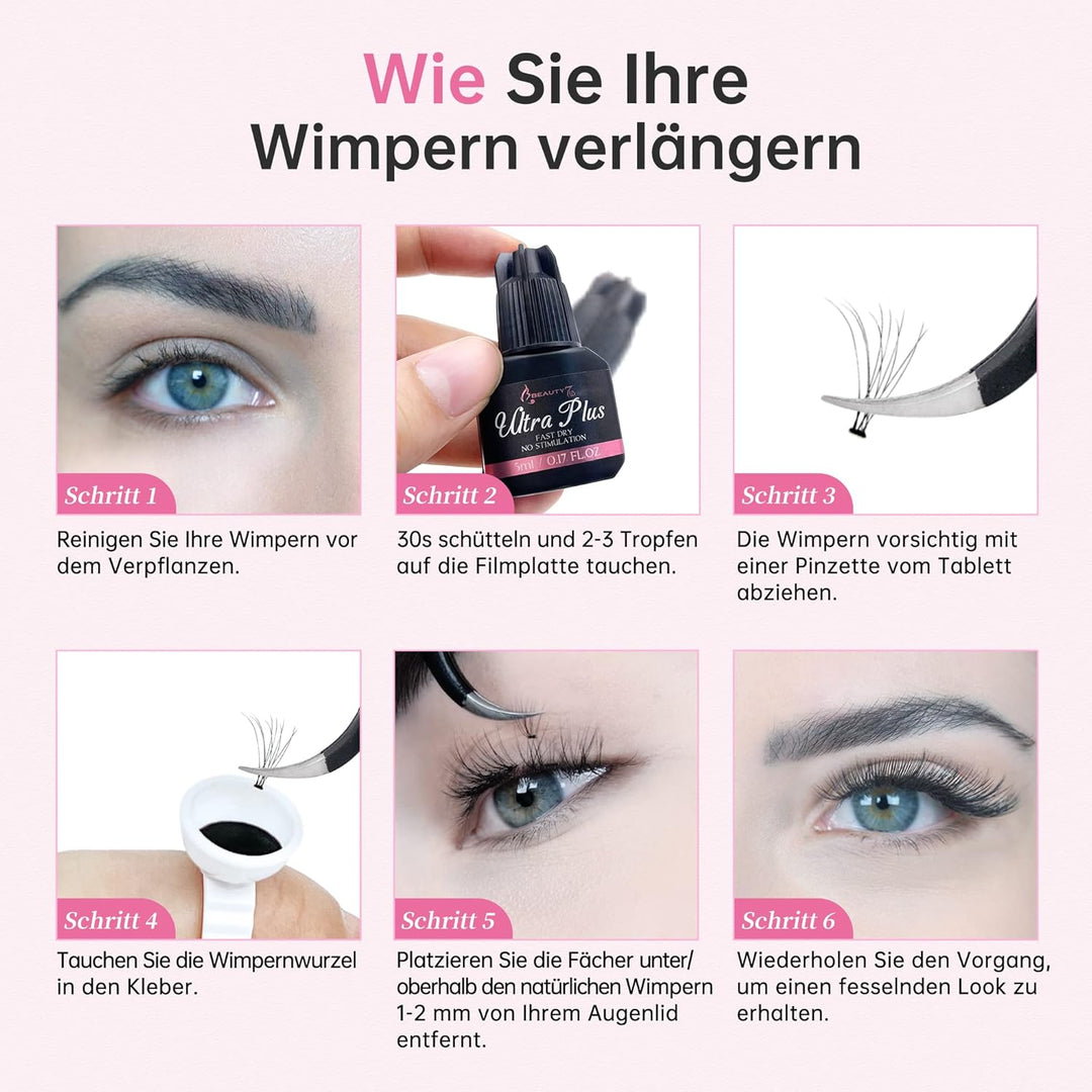 Beauty7 DIY wimpernverlängerung Wimpern Set Selbstanwendung Semipermanenter Wimpern Extensions Set 1