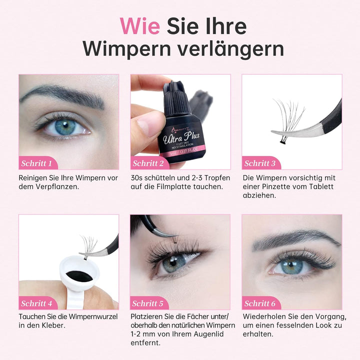 Beauty7 DIY wimpernverlängerung Wimpern Set Selbstanwendung Semipermanenter Wimpern Extensions Set 1