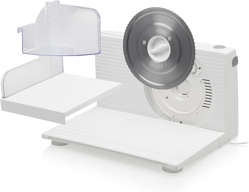 Tristar EM-2098 Allesschneider – 170 mm Edelstahlklinge – 150 W – Einstellbare Scheibenstärke, Silbe