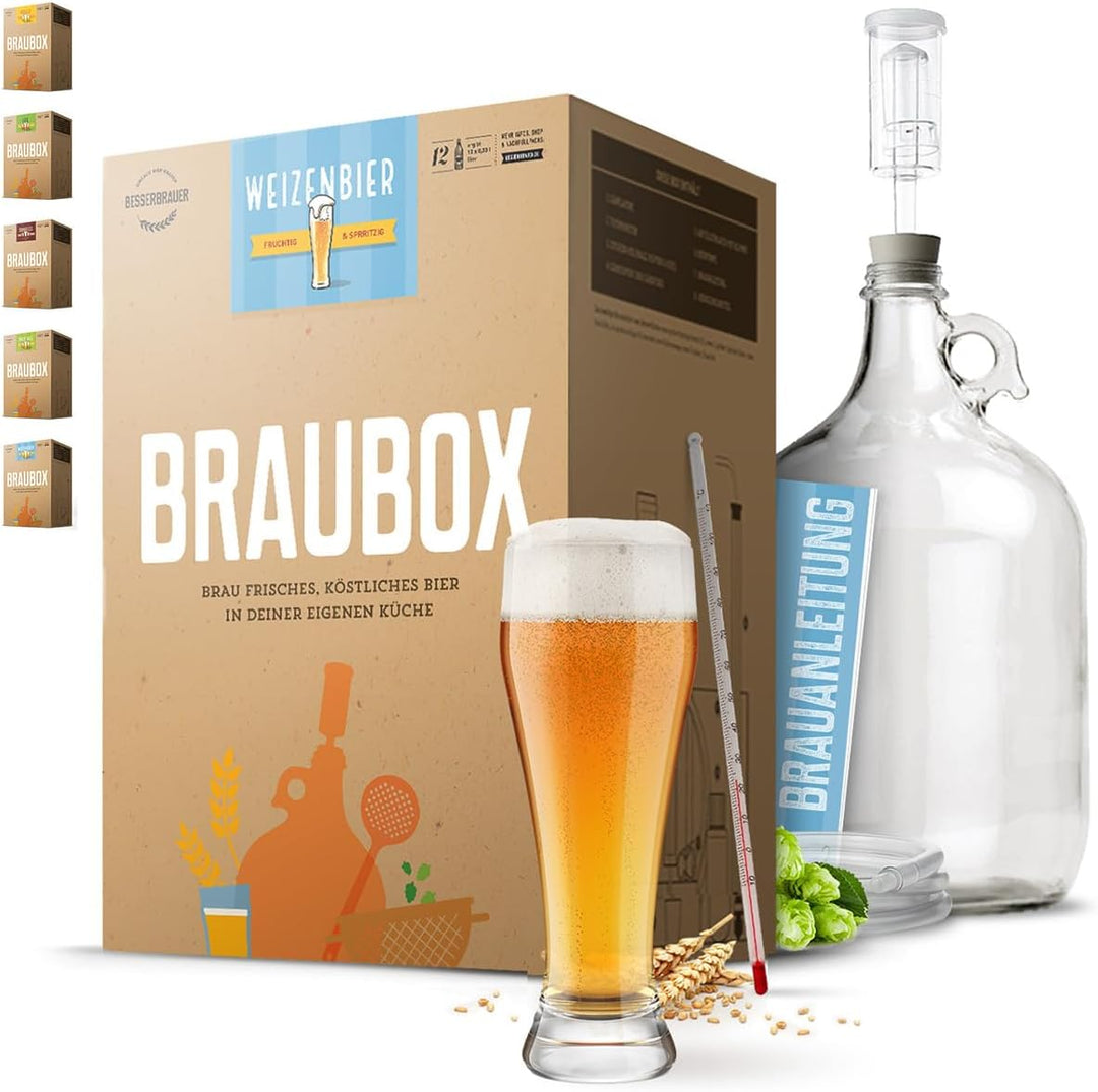 Braubox®, Sorte Weizenbier | Bierbrauset für die Küche | mit 5-Liter-Gärflasche | wiederverwendbar |