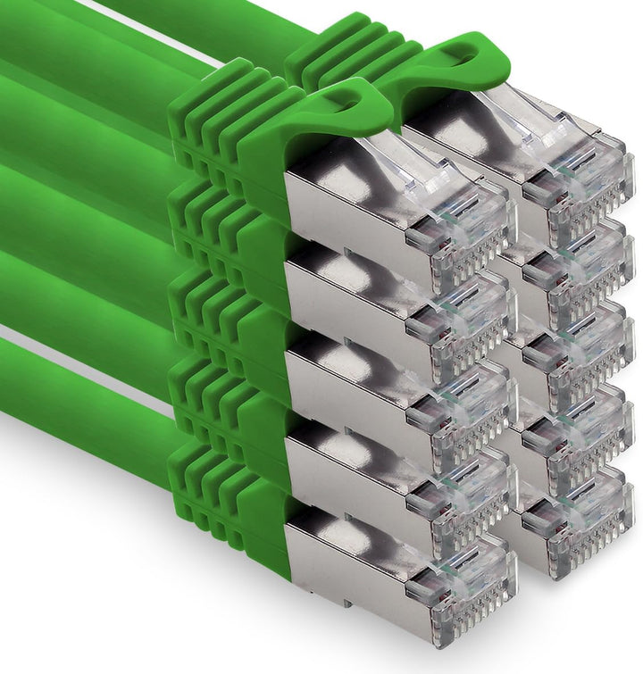 LAN Kabel 0,25m Cat7 Grün 10x Netzwerkkabel Ethernet RJ45 10 Gbit/s SFTP Patchkabel für Router Modem