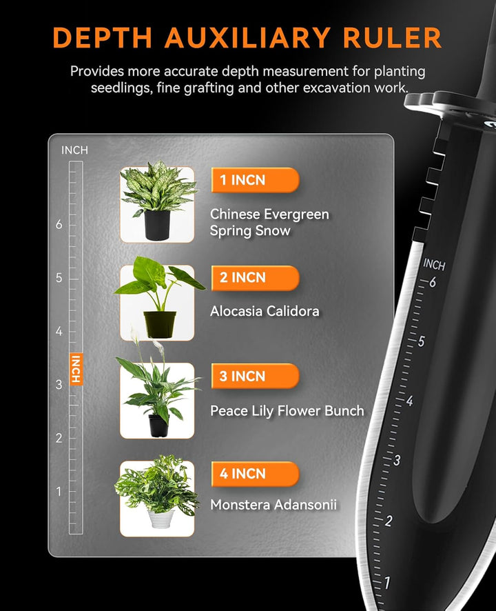 SUNPOW Robuste Gartenschaufel mit Tragescheide – Kleiner Spaten mit Doppelter Gezackter Kante, Grabu