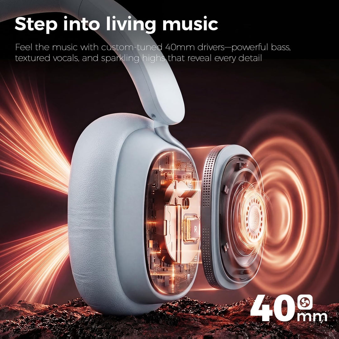havit SPACE NC01H Hybrid Active Noise Cancelling Kopfhörer, Over Ear Bluetooth Kopfhörer mit 4 Mic E