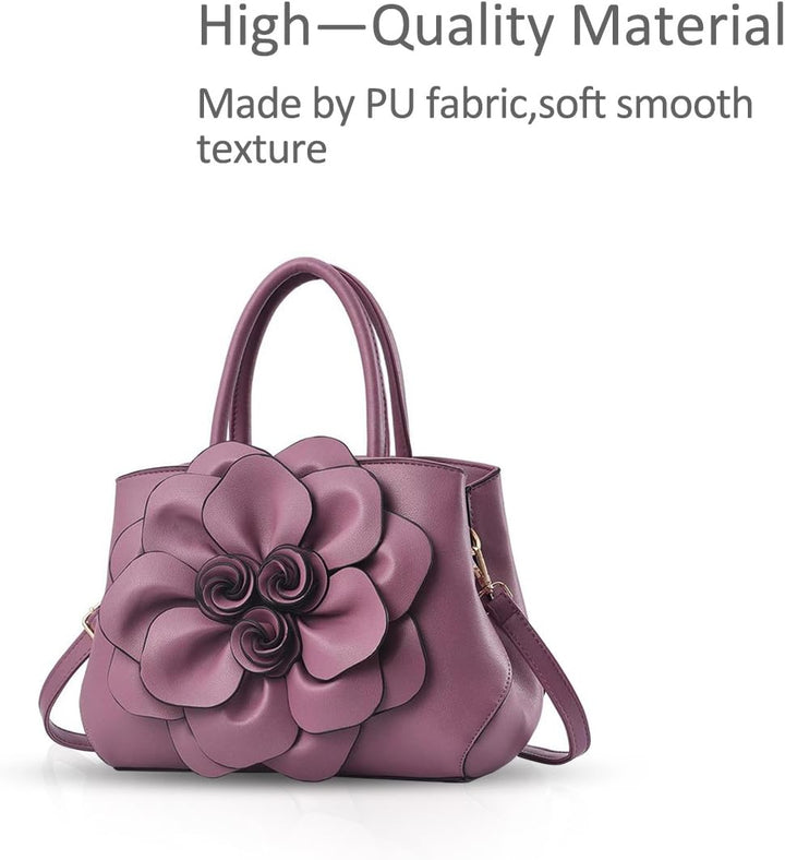 NICOLE & DORIS Modische Damen-Umhängetasche, Handtasche, Umhängetasche, Blumenmotiv Violett, Violett