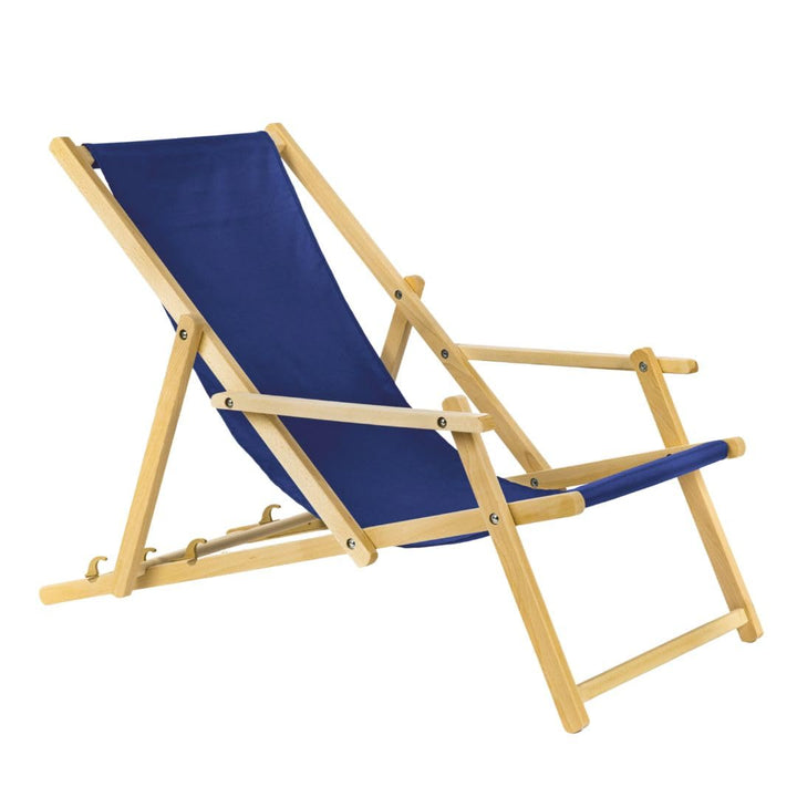 BAS Holz Sonnenliege Strandliege Liegestuhl aus Holz 3 Stufen Klappbare Gartenliege mit Armauflagen