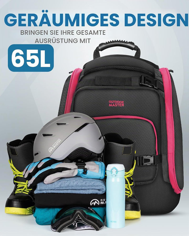 OutdoorMaster Unisex 65l Rhino Ski Boot Bag Skischuhtasche (1er Pack) Einheitsgrösse Rosa, Rot, Grau