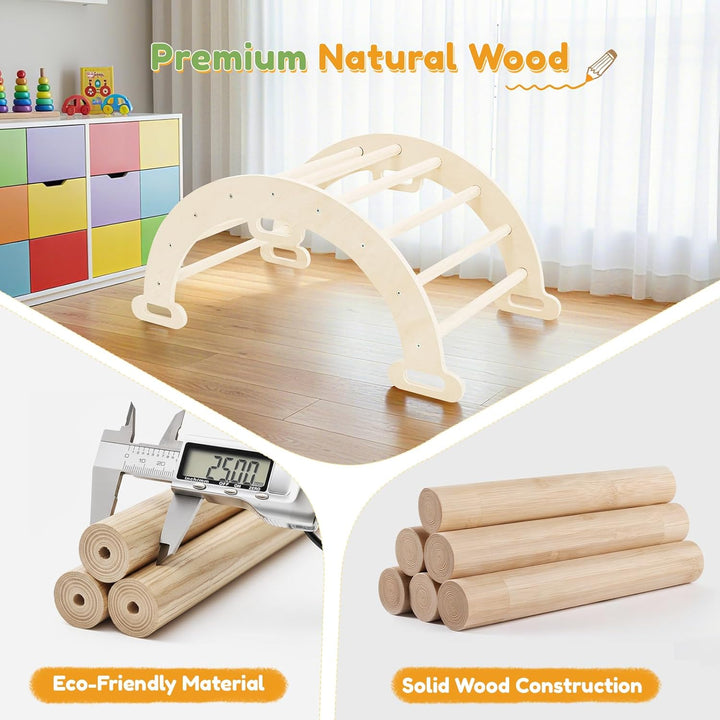 klettergerüst Indoor,Holzkletterbogen mit Weichem Kissen,Indoor Klettergerüst für Kinder ab 3 Jahre,