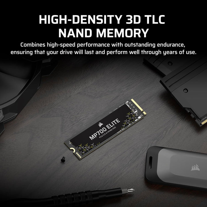 Corsair MP700 Elite 2TB PCIe 5.0 x4 NVMe M.2 SSD – Bis zu 10,000MB/sec – Hohe Dichte 3D TLC NAND – M