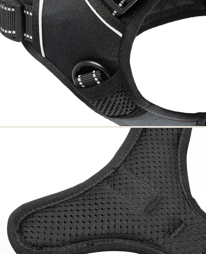 lionto Hundegeschirr gepolstert aus weichem Nylon, Grösse L, reflektierendes Anti Zug Geschirr für H