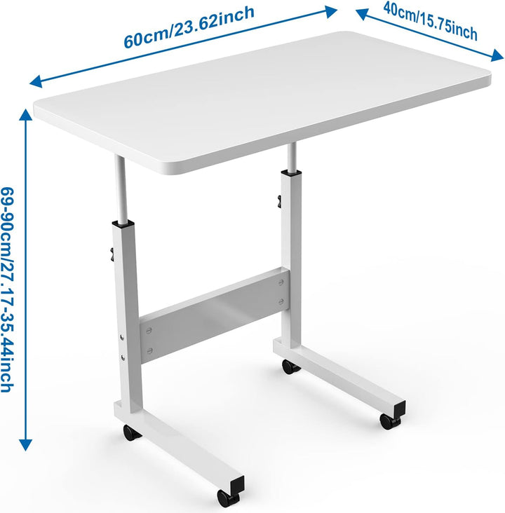PIPIPOXER 60x40cm Laptoptisch höhenverstellbarer Schreibtisch mit drehbarer Rollen 60x40cm Computert
