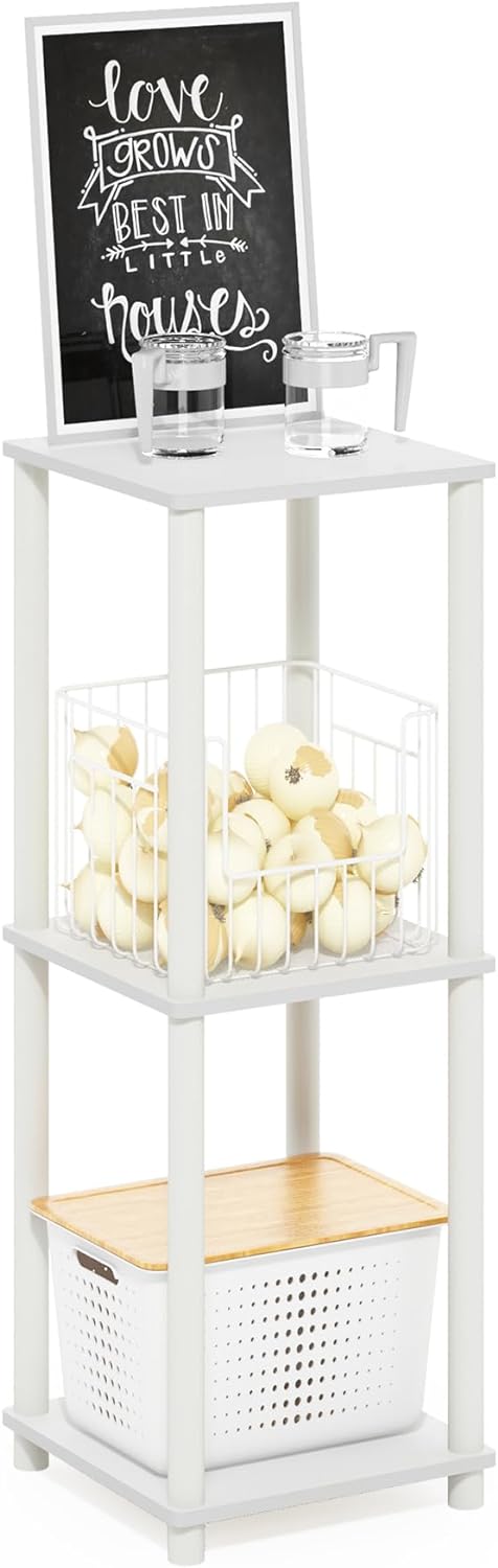 Furinno Turn-N-Tube Haydn Beistelltisch, Weiss/Weiss, 2er-Set Weiss/Weiss 2er set, Weiss/Weiss 2er s