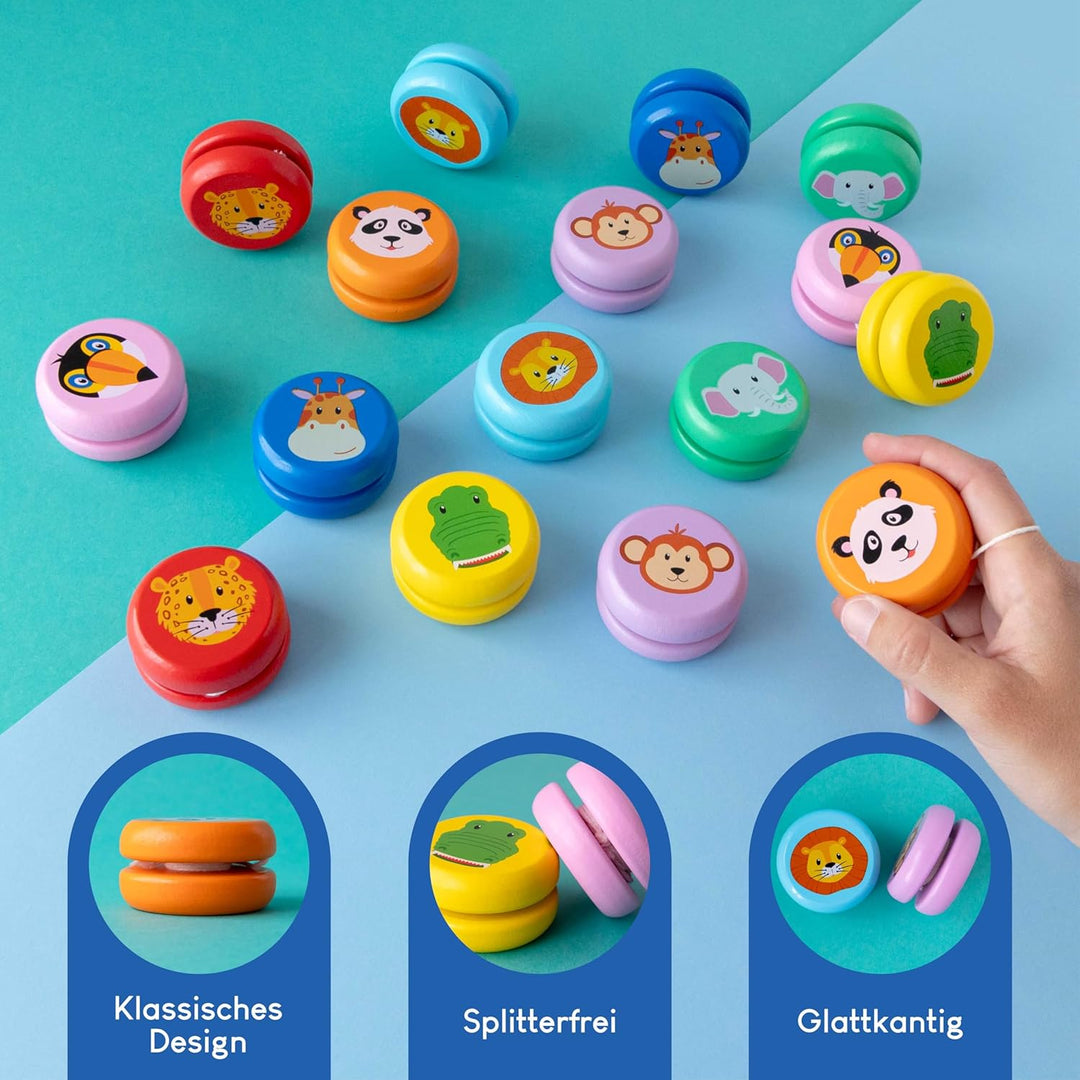BONNYCO JoJo Kinder Mitgebsel Kindergeburtstag Gastgeschenke Tiere 16 Stück. JoJo Holz, Kleine Gesch