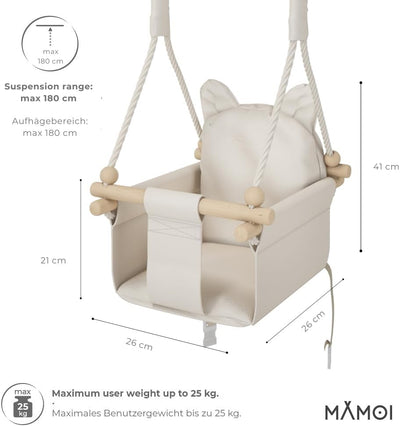 MAMOI® Babyschaukel, Baby schaukel Indoor, Kinderschaukel aus Holz, Holzschaukel für Kinder, Schauke