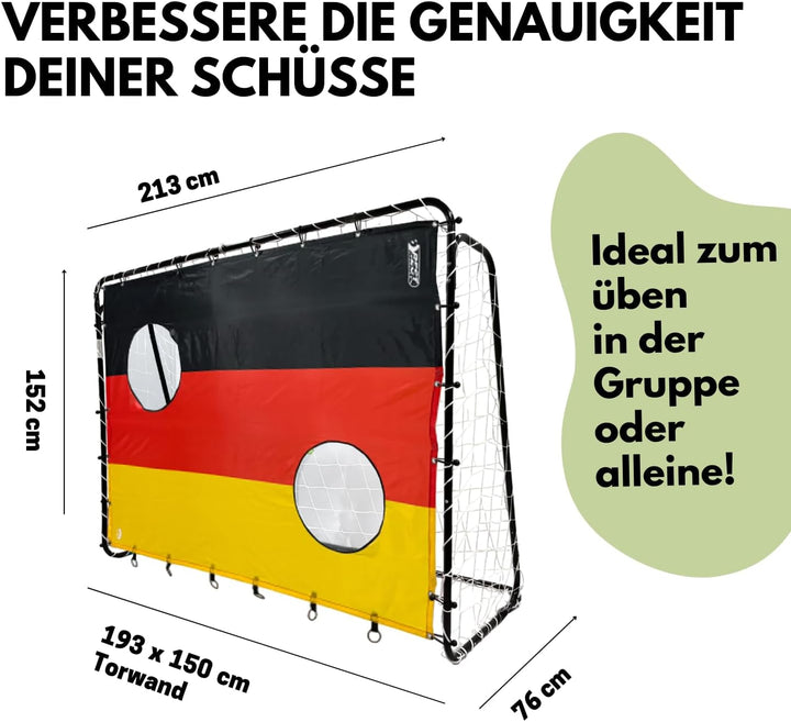 Best Sporting Fussballtor-Set 213 x 152 x 76 cm in Schwarz mit Torwand | Fussballtor mit weissem Net