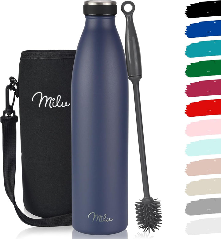 Milu Edelstahl Trinkflasche 350ml 500ml 750ml 1L 1,5L Thermosflasche Isolierte Wasserflasche, Auslau