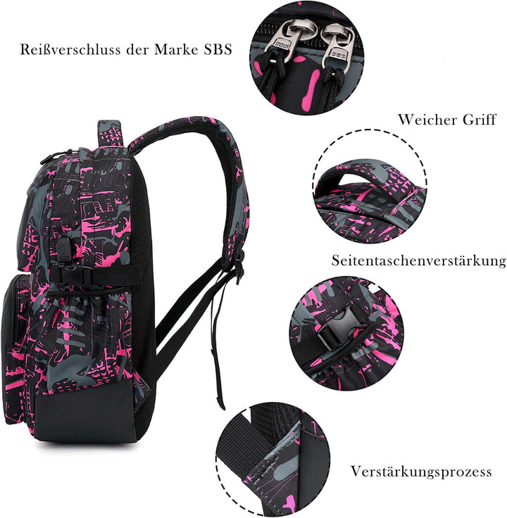 Asge Rucksack Jungen Schulrucksack Mädchen Teenager Jugendliche Coole Schule Daypacks Kinder Reflekt