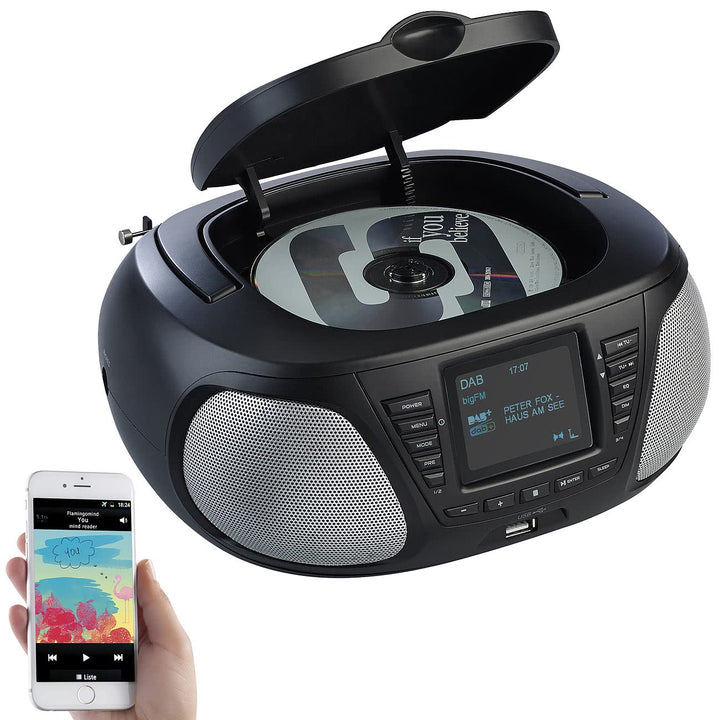 VR-Radio CD Radio: Mobile Stereo-Boombox mit DAB+/FM, Bluetooth, CD, AUX, 10 Watt (CD Radios, tragba