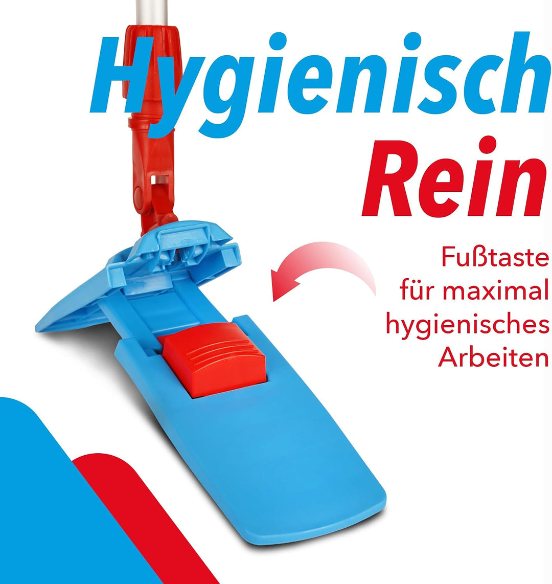 G.I.V. Bodenwischer Set 40cm Klapphalter mit Fusstaste + Teleskopstiel ausziehbar 88-150cm inkl. 5X