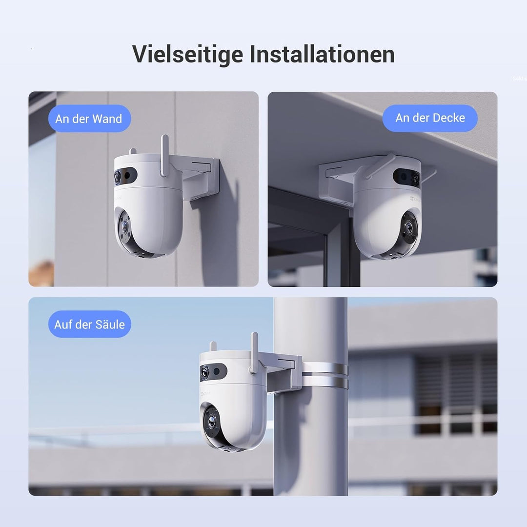 EZVIZ 2K+2K Dual-Lens Überwachungskamera aussen, WLAN PTZ Kamera mit KI Personen-/Fahrzeugerkennung,