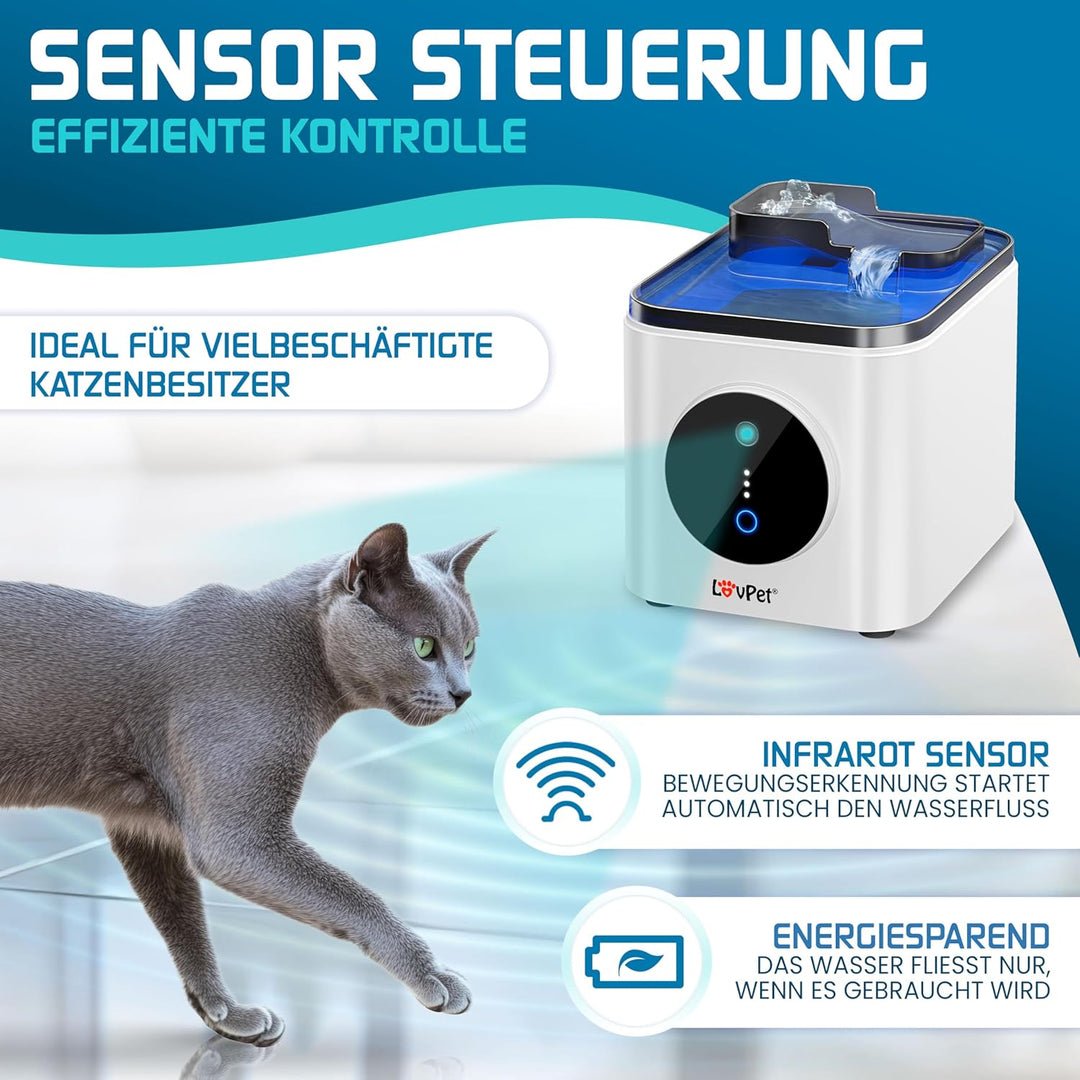 LOVPET® Katzenbrunnen Trinkbrunnen für Katzen 3,5L Wassertank & 3x Filter Automatischer Wasserspende