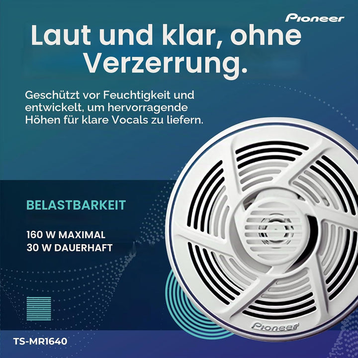 Pioneer TS-MR 1640 16 cm 2-Weg-Koaxial Lautsprecher salzwasserfest 160 W weiss