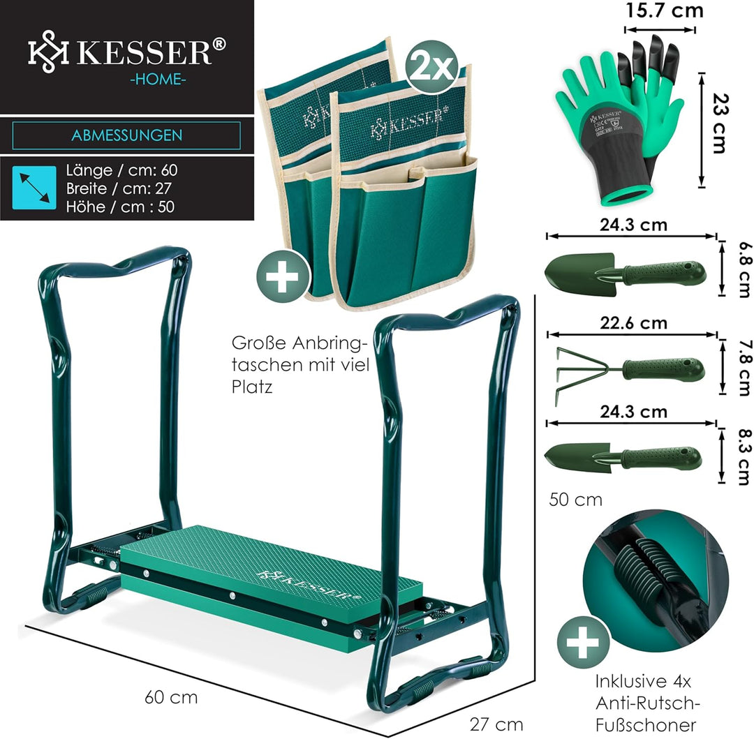KESSER® 2 in 1 XXL Kniebank für Gartenarbeit Gepolstert Sitzunterlage Eva-Schaumkissen Gartenhocker