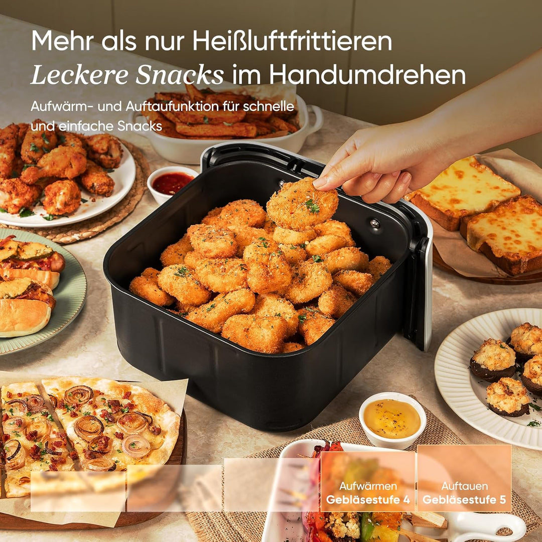 Cosori Turboblaze Heissluftfritteuse Airfryer, 9-in-1 Air Fryer XXL 6L, leiser DC Motor mit 5 Geschw