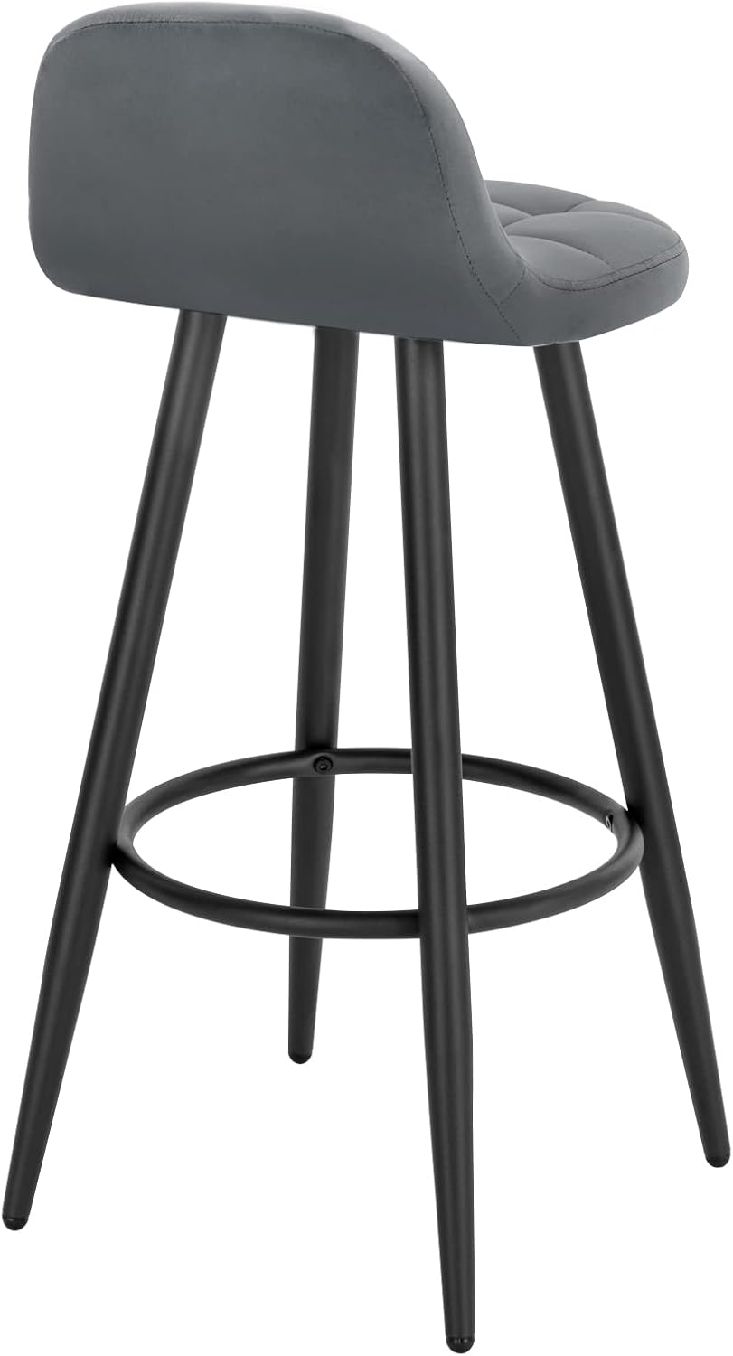 WOLTU Barhocker 2er Set, Barstuhl mit Samtbezug, gepolsterter Küchenhocker, mit Rückenlehne und Fuss