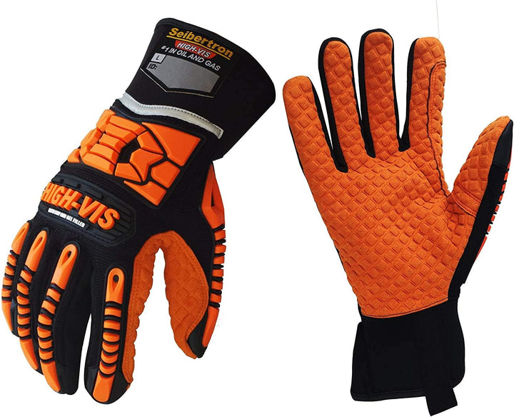 Seibertron HIGH-VIS SDXO2 Supergrip und GEL gefüllte Handschuhe mit Impact Schutz/Schlagfestes Öl ab
