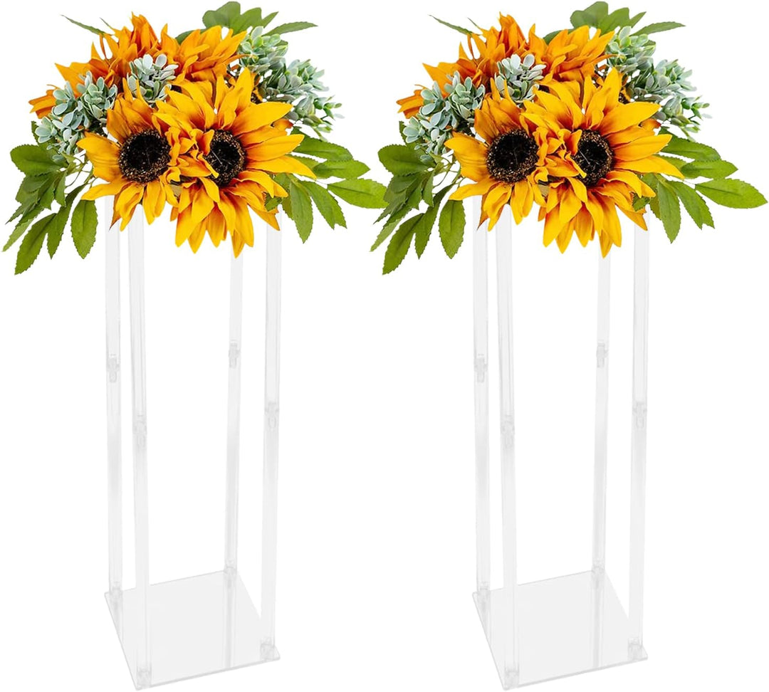 Blumenständer, 2 Stück Acrylic Blumensäule mit Acryldeckel, 20*20*80cm Transparent Blumenregal für H