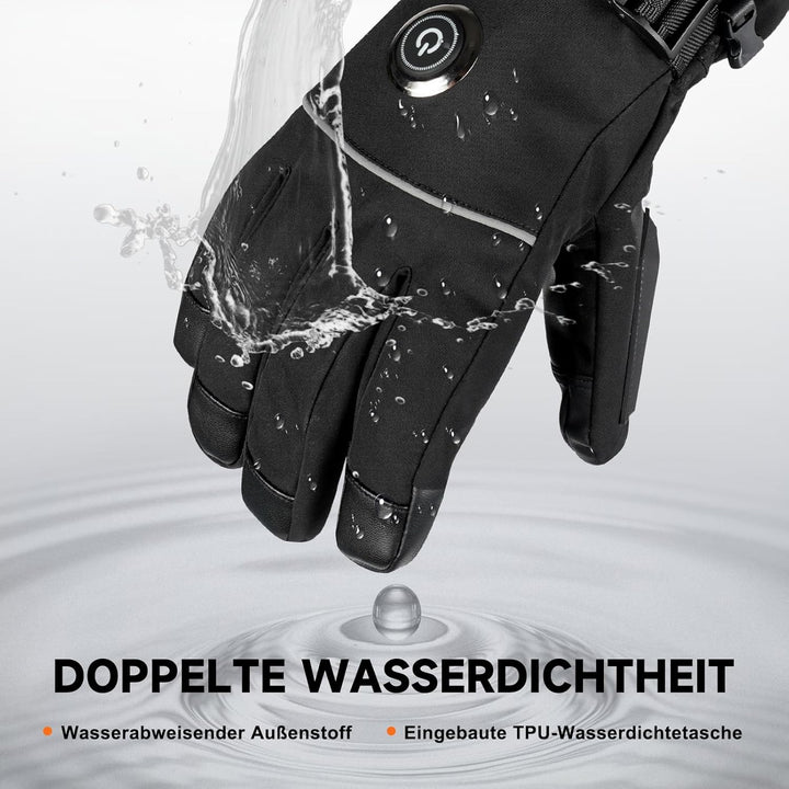 Beheizbare Handschuhe, 6000mAh Akku USB Beheizte Handschuhe für Damen Herren, 3 Heizstufen wasserdic
