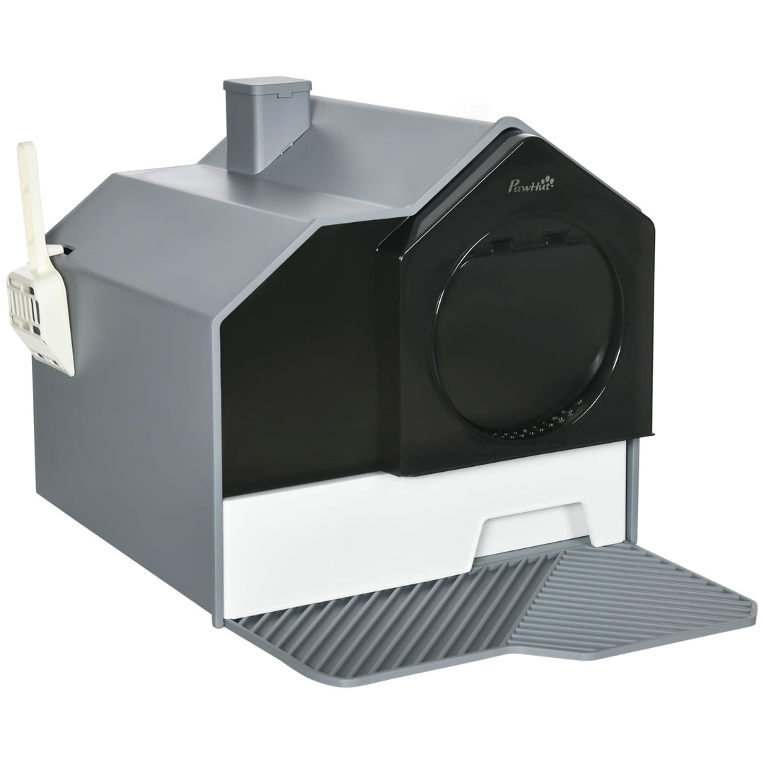 PawHut Katzentoilette Katzenklo mit Bodenwanne, Schaufel, Filter, Toilette mit Haube für Katzen bis