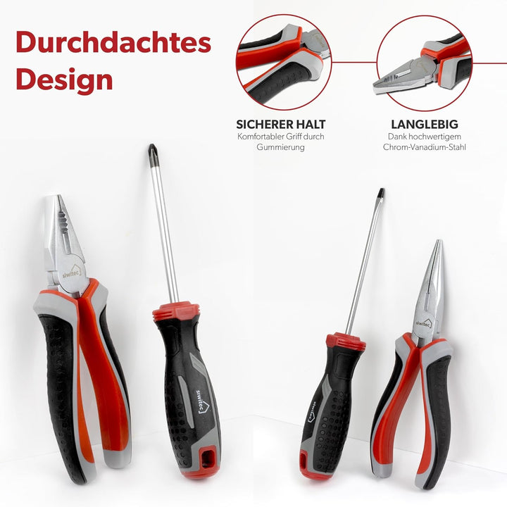 siwitec Werkzeugkoffer 139-teilig | Werkzeug Set CRV | Werkzeugkasten gefüllt mit Zangen, Schraubend