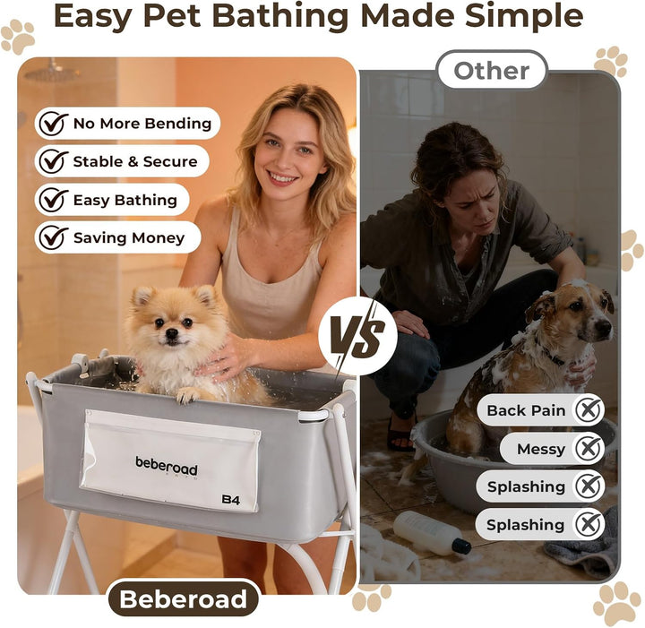 Beberoad Kleine Haustiere Badewanne, Multifunktionale zusammenklappbare Haustier Badewanne Mit Entwä