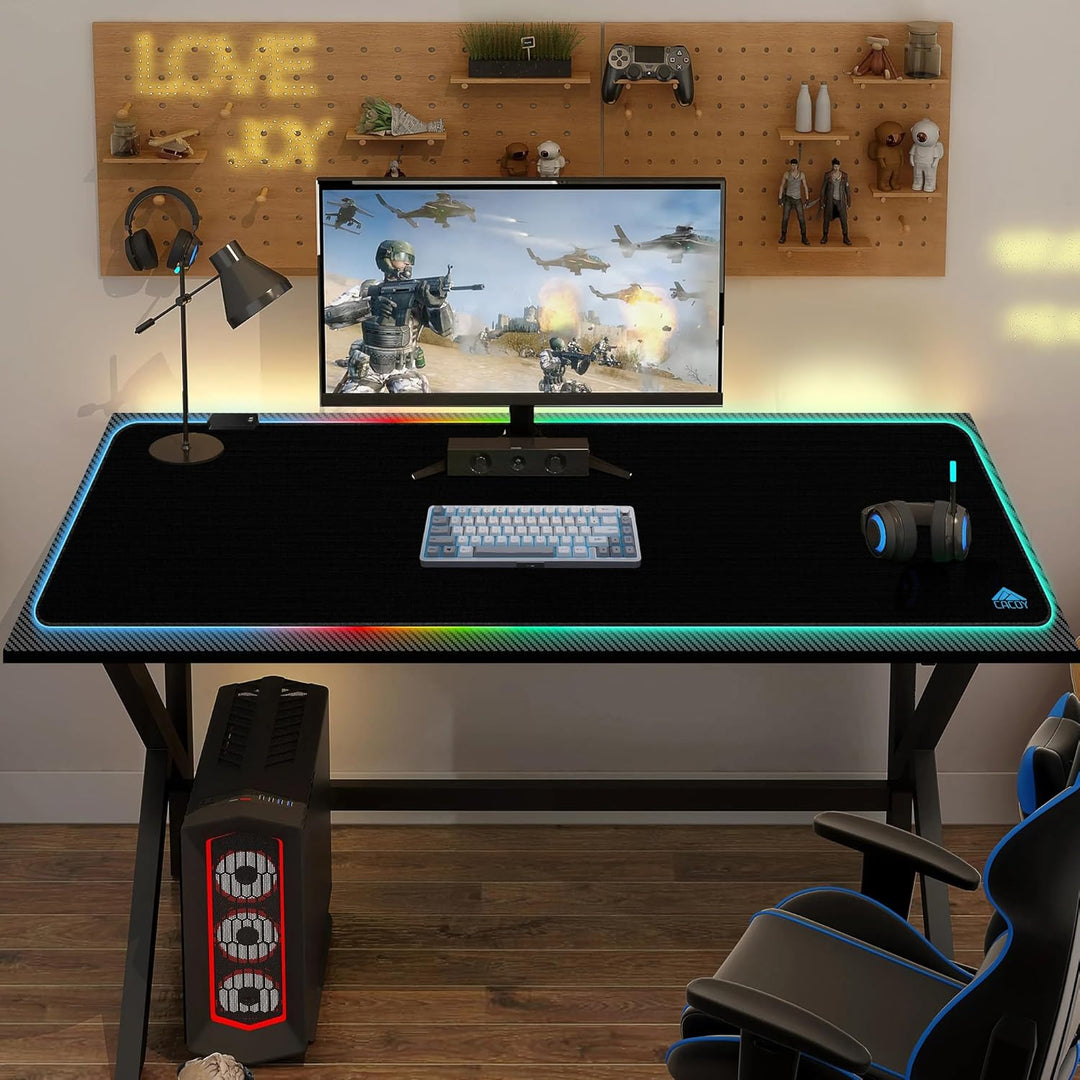 Cacoy 1200x500 mm Übergrösse RGB Gaming Mauspad, Gross Computer Mousepad mit 9 Beleuchtungs Modi, Ve
