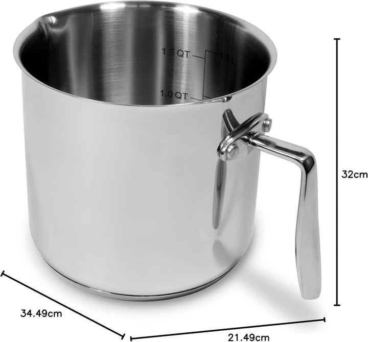 Milchtopf aus Edelstahl - Milchtopf geeignet für Induktion - Griff aus Stahl - Made in Italy - Durch