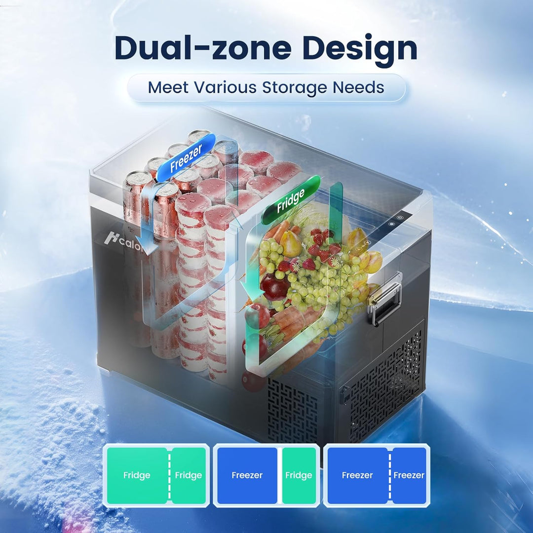 HCALORY 50L Kompressor Kühlbox mit App-Steuerung &amp; Dualzone -20°C bis 20°C,12/24/230V Elektrische Kü