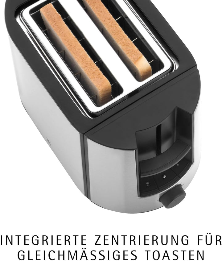 WMF Bueno Pro Toaster Edelstahl, Doppelschlitz Toaster mit Brötchenaufsatz, 2 Scheiben, 6 Bräunungss